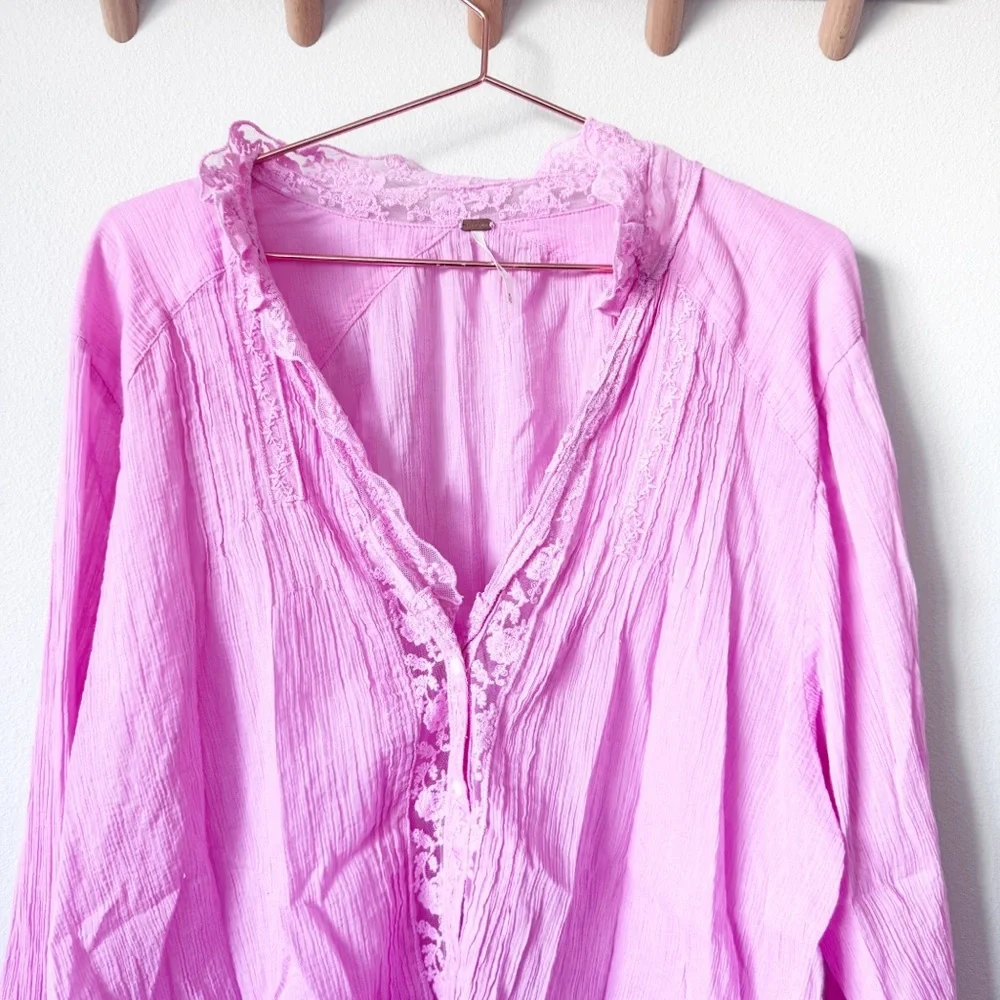 Free People Clemence Button Down in Pink - Picture 4 of 15